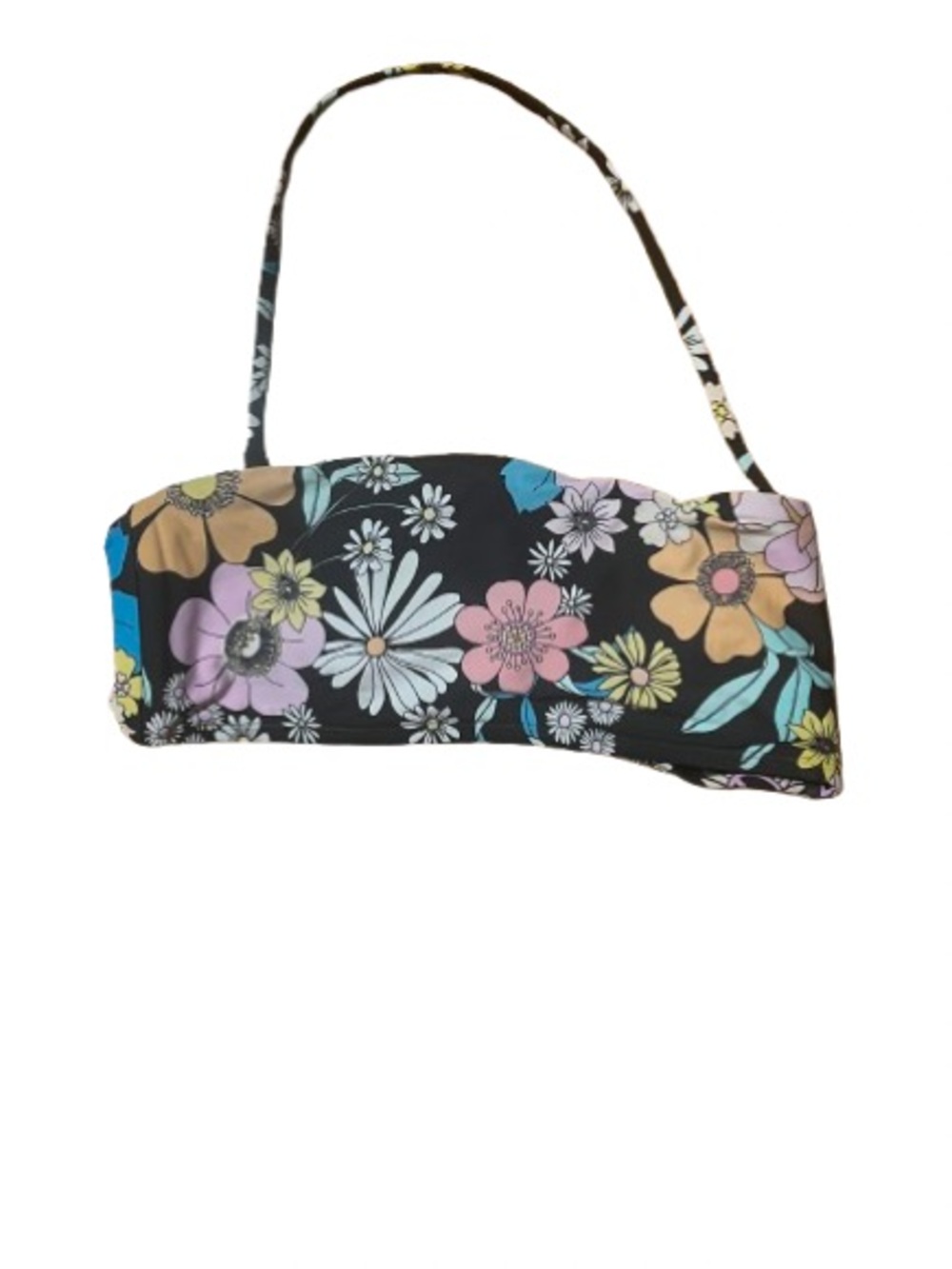Hobie Floral Black Bandeau Bikini Top Size Large